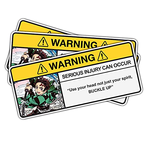 Tanjiro Sticker - Demon Anime Warning Car Stickers, Funny Bumper Sticker, Anime Warning Sticker - Vinyl Decal Sticker Pack - Tanjiro Warning Sticker (Multisize)