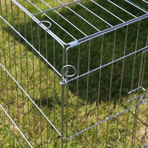 Wiltec Freilaufgehege für Kleintiere, 122 x 95 x 58 cm, stabiles und sicheres Laufstallgitter mit Sonnenschutz und 1 Öffnung