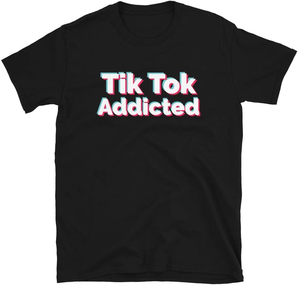 TIK Tok Shirt Men & Women Tiktok Tshirt Funny Addicted Addict Shirts Glitch Font Tshirts Unisex Fit