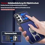 Dizn Etui na telefon komórkowy Samsung Galaxy A16/A17/A26 : z 2 folia ochronna, osłona aparatu zasuwana, obracany o 360° metalowy z paskiem na telefon komórkowy, ochrona całego ciała,niebieski