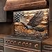 American Bald Eagle & Flag Design Kitchen Backsplash, Tempered Glass Backsplash, Heat Resistant Backsplash, Copper Look Glass Back Splash Stick on Tiles for Kitchen, Easy to Clean Stove Backsplash