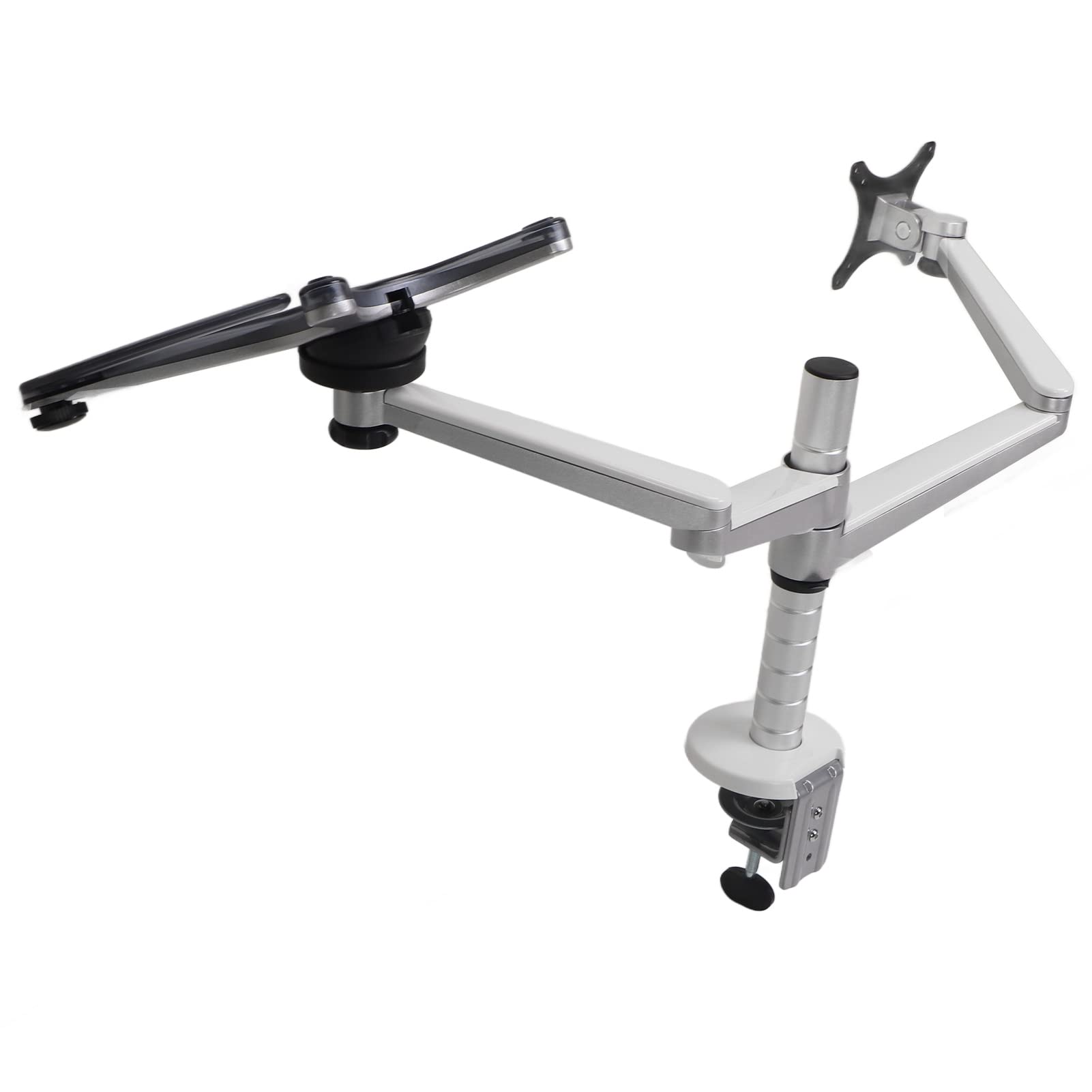 Brazo de Monitor Doble Apilable Vertical, Soporte de Monitor Doble Ajustable para Oficina en Casa, Diseño de Aleación de Aluminio Plateado, Pantalla de 32 Pulgadas