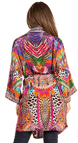 Image of Sakkas Janis Women's Lightweight Open-Front Amazing Print Cardigan with Pockets