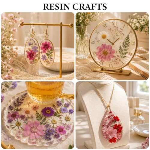 Image of NESCCI 412 Pcs Purple Pink Dried Flowers for Crafts,Real Nature Dried Flowers for Craft Bulk Dry Flowers Leaves Kit Used for Resin Molds Scrapbooking DIY Art Crafts Candle Soap Making Nails Decor