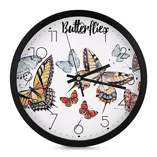Pendule murale silencieuse colorée papillon moderne salon 25cm - 2