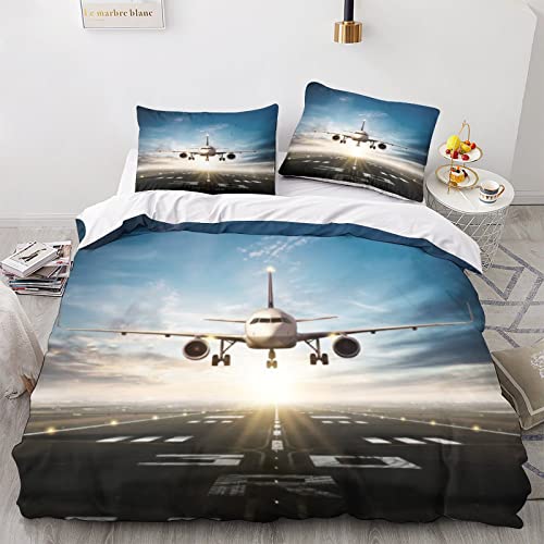 Couette légère aéronefs 3D microfibre parure de lit 3 pièces