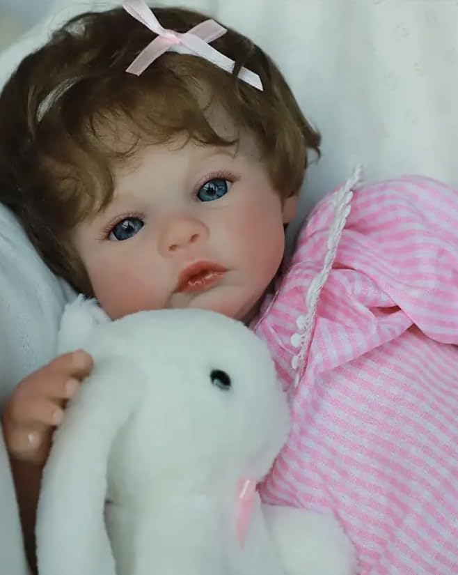 RXDOLL Realistyczne lalki Reborn Baby Dolls silikonowe na całe ciało, winyl, 45 cm, anatomicznie poprawna, dziewczyna, prawdziwie wyglądające lalki niemowlęce, ukorzenione włosy, realistyczna lalka