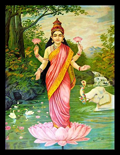 Image of Tallenge - Lakshmi - Raja Ravi Varma Mythology Collection - Medium Canvas - Framed (19 x 24 inches)
