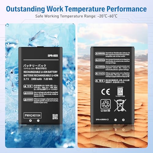 Image of 3DS XL Battery, 1900mAh Ultra High Capacity SPR-003 Li-ion Battery Replacement for Nintendo New 3DS XL / 3DS LL /New 3DS LL Game Console- 2026 Upgraded, Powerful, Long-Lasting