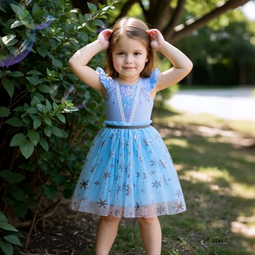 Princess Dress for Toddler Girls Sleeveless Ruffle Sleeve Tulle Dresses Casual Summer Outfit for Girl 3-6 Years2