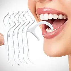 Kit 50 Fio Dental com Hastes Cabo Floss Picks Interdentais Limpeza Dental Profunda Portátil Flosser Fio com Cabo