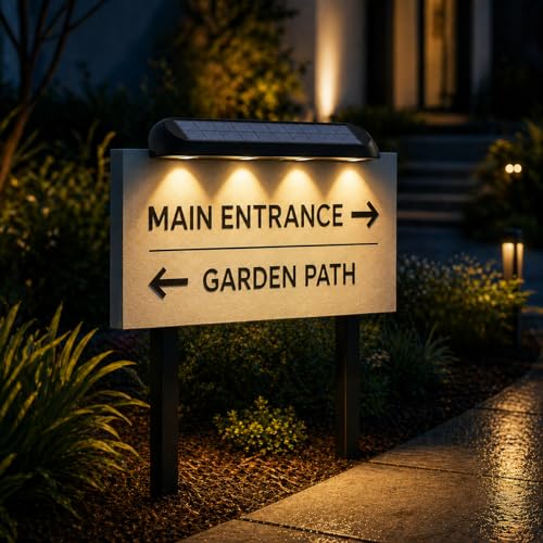 2Pck Solar Address Signa Light Outdoor Waterproof Three-color light Durable and easy to install Business Dusk to Dawn Auto On/Off Outdoor Lighting Real Estate Shop Bus Stop HOA Highway Signs LED Signboard Gifts