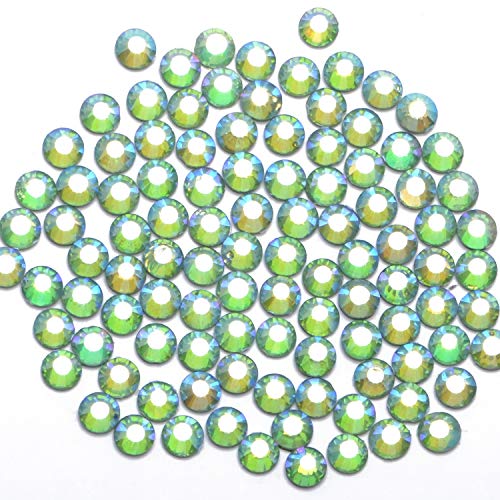 Image of 1000 Pieces Hot Fix Glass Flatback Rhinestones HotFix Round Crystal Gems (Green AB, SS20)