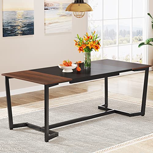 Tribesigns Dining Table For 6, Industrial Kitchen Table Dining Room Table, 71 Inch Rectangular Dining Table For Kitchen Home Furniture, Metal Frame, Rustic Brown & Black #TOP12