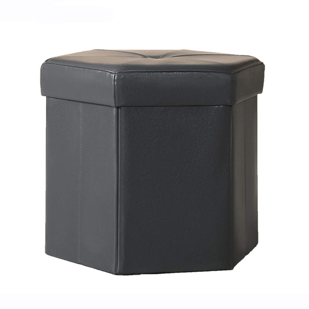 Tabouret rembourré banc cube gris et pouf coffre de rangement
