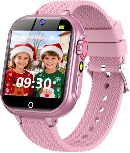 wepfum Kids Smart Watch for Girls Ages 5-12 with 32 Games, HD Touch Screen, Camera, Video/Audio Recording, Music Player, Alarm Clock 12/24, Christmas Birthday Gifts Toys for Girls Ages 4 5 6 7 8 9 10