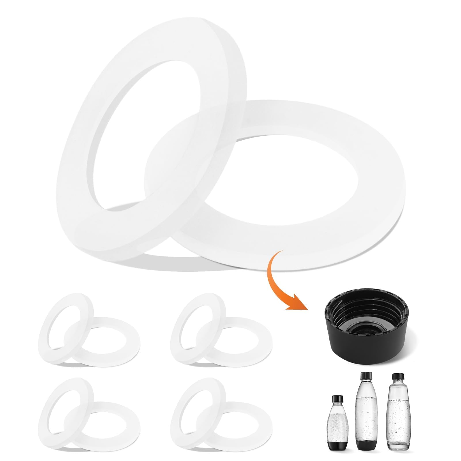 10 Guarnizioni Di Ricambio O-ring Per Bottiglie PET SodaStream D57, In VMQ/FDA, Facili Da Installare, Prevengono Perdite E Batteri, Mantengono L'acqua Frizzante Perfetta, Set Da 10 Pezzi - 5