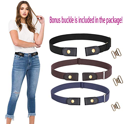 Image of WERFORU No Buckle Stretch Belt for Women and Men Elastic Waist Belt up to 72 Inches for Jeans Pants
