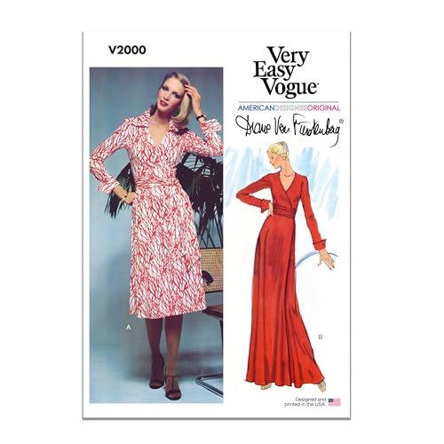 Vogue Patterns V2000H5 Misses' Wrap Dress Sewing Pattern Packet by Diane Von Furstenberg, Design Code V2000, 6-8-10-12-14, Multicolor