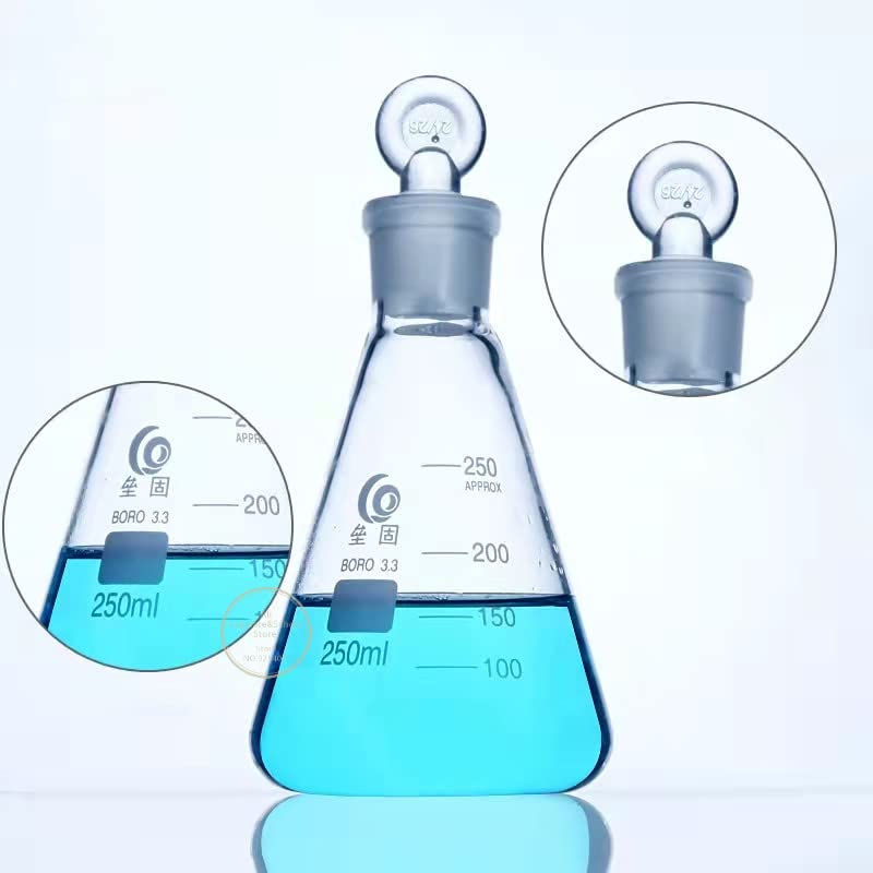 Frasco de vidrio para laboratorio, Matraz cónico de vidrio de silicato de 50 ml a 1000 ml con tapón de anillo esmerilado n.° 24 y n.° 29 (1 unidad/lote)(1000ml N0.29)