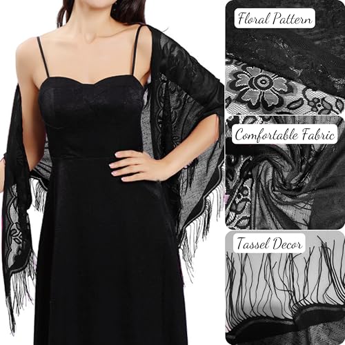 Women’s Vintage Floral Shawls and Wraps Hollow Out Scarves for Evening Dresses Triangle Shawl Fringed Evening Cape3
