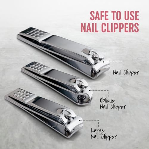 Image of Gleva 18 Pieces Stainless Steel Manicure Kit, Nail Cutter Set, Manicure Pedicure Kit, Manicure Set, Personal Care Nail Clipper Kit, Nail Kit, Nail Tools with Leather Travel Case For Men & Women (Dark Pink)
