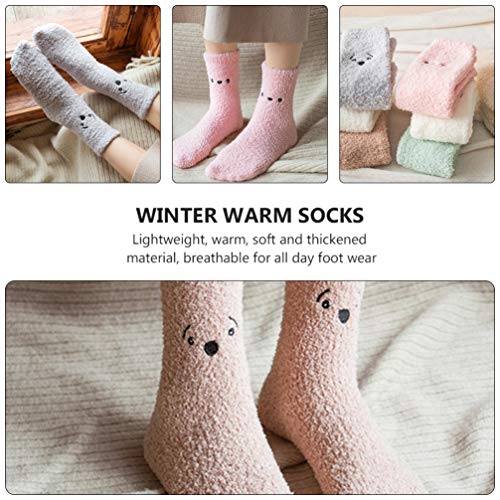 KESYOO 6pairs Coral Fleece Sleep Socks Adorable Ear Pattern of Warm Indoor Socks for Cozy Home Use Soft Breathable Skin-friendly Material for Comfort3