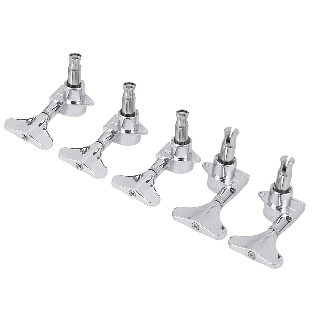 Metal Structure Gear Accurate Tuning - Zinc Alloy Bass Tuners Set Portable Size Easy Installation Left 2 Right 3 Design Bass Tuners Set (Silver)