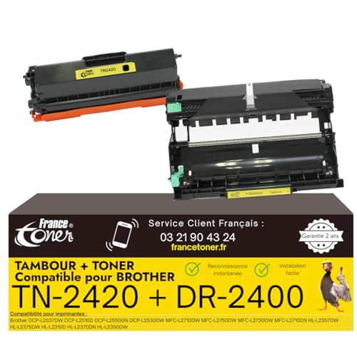 Pack Toner TN-2420 et Tambour DR-2400 pour Brother DCP-L2530DW MFC-L2710DW