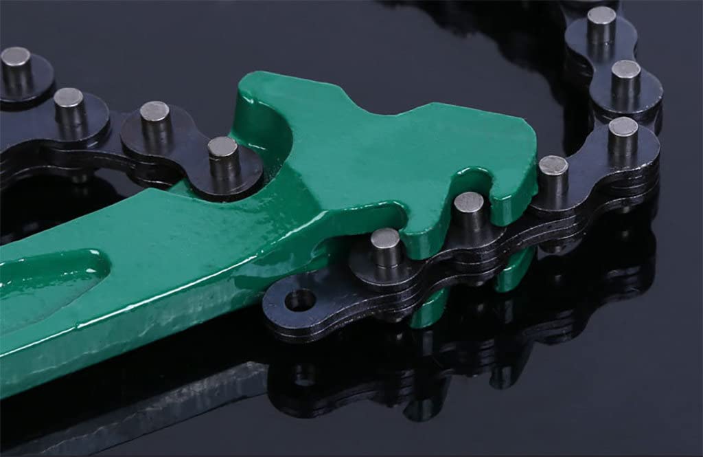 Llave de cadena de trinquete de alta resistencia de 15 pulgadas, llave para filtro de aceite, herramienta reversible para ajuste de tuberías de diámetro máximo de 8 pulgadas, herramienta con cadena