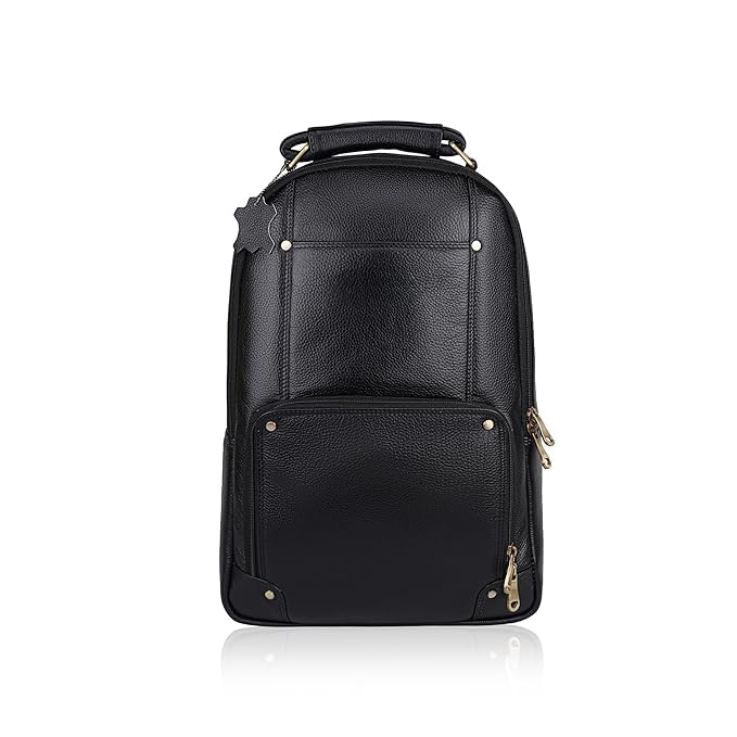 LV Full Grain Natural Leather Laptop Backpack For Men And Women Office And College 17 Inch Backpack Bag