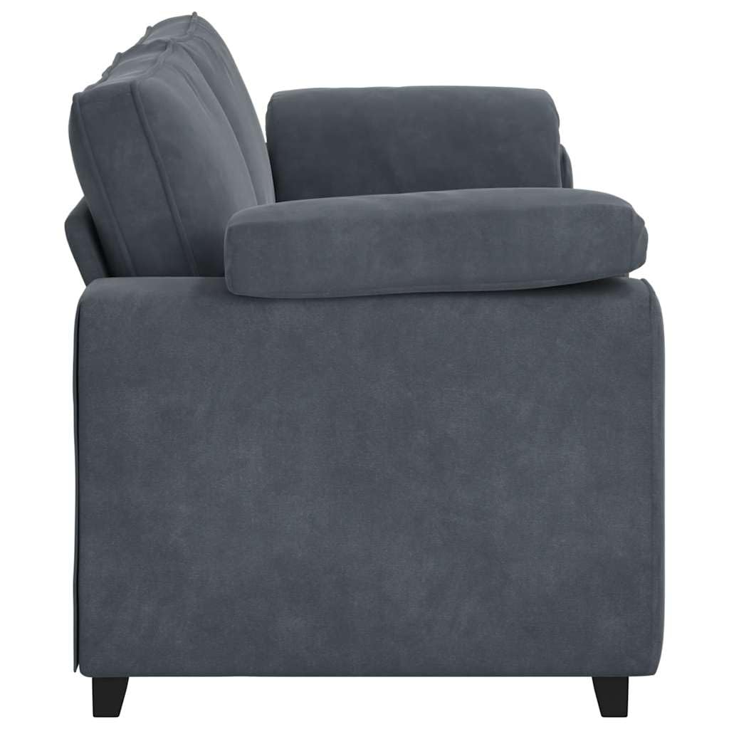 3-Sitzer-Sofa Dunkelgrau 220x77x82 cm Samt, Relaxsofa mit Samtbezug und dicken Schaumstoffsitzen, stabiles Gestell aus Sperrholz und Metall, vielseitig einsetzbar im Wohnzimmer