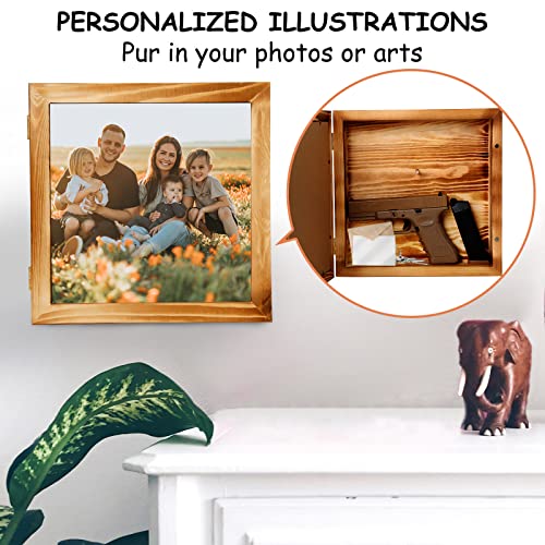 Aolamegs Hidden Gun Shelf, Concealment Wooden Picture Frame For Pistols Handgun Valuables, Indoor Hidden Gun Storage Wall Decor With Magnetic Door, 11.8" X 11.8" #TOP5