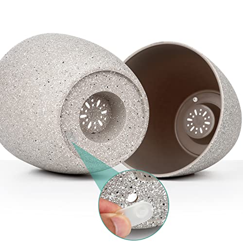 Vanavazon Plant Pots 9/8/7 Inch Set Of 3 Flower Pots Indoor Outdoor Plastic Planters With Drainage Hole And Tray (Speckled Beige) #TOP2