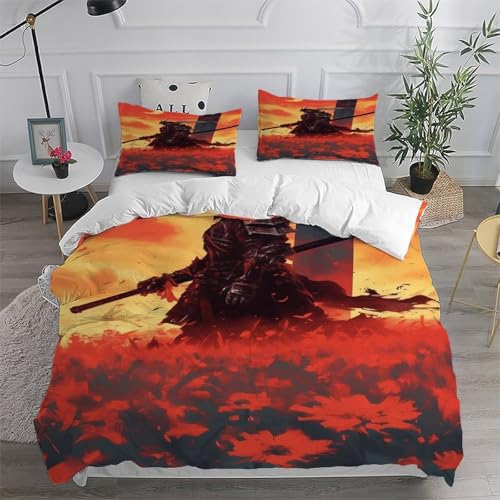 Housse de couette Fleur samouraï lit King 220x240 cm parure lit gothique microfibre