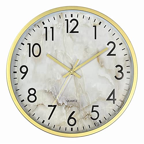 Andstar 12Inch Modern Marble Texture Wall Clock Silent Non Ticking Battery Operated Round Frameless Wall Clock For Home,Living Room,Bedroom,Office,Canteen,School Decorative #TOP7