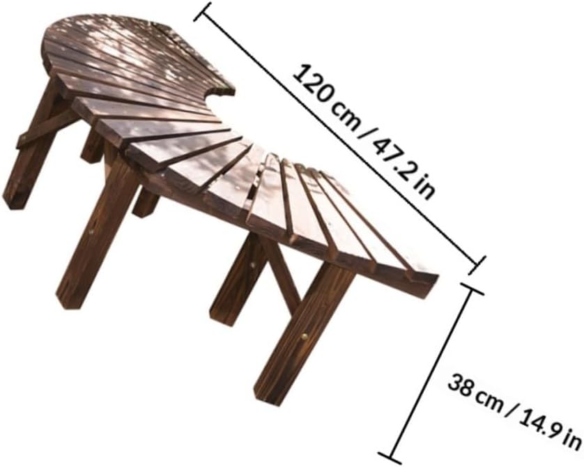 Wooden Bench with Flower Pot Holder Multifunctional Outdoor Park Courtyard Patio Seating Semi-Circular Solid Wood Storage Rack