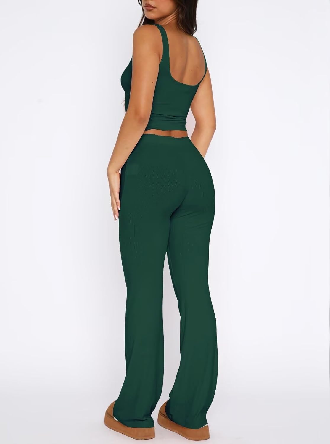 EZBELLE Womens Lounge Sets Shirts Deep V Neck Pajama Sets Summer Tank Tops Ribbed Knit Pjs 2 Piece Outfits Clothes 2026 - Image 4