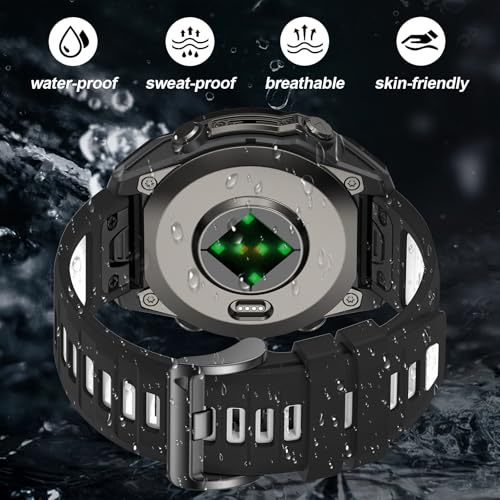 Image of 26mm Watchbands Compatible With Garmin Fenix 8 Pro /Quatix 8 51mm /Fenix 7X Pro /7X /6X Pro /6X /5X Plus /5X /3 HR,Silicone Quick-Fit Strap for tactix 8 51mm /7 pro /Enduro 3 2 /Descent Mk3i-51mm /Mk2i
