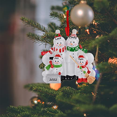 Personalized Family Of 4 Sweeping Snowman Funny Christmas Ornament 2022 Holiday Tree Decorations #TOP1