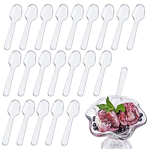 1000 PCS Mini Clear Tasting Spoons Plastic Sampling Pudding Taster Spoons for Jelly Yogurt Ice Cream Cake Dessert Spices Food Appetizer Supplies, 2.95 x 0.79Inch
