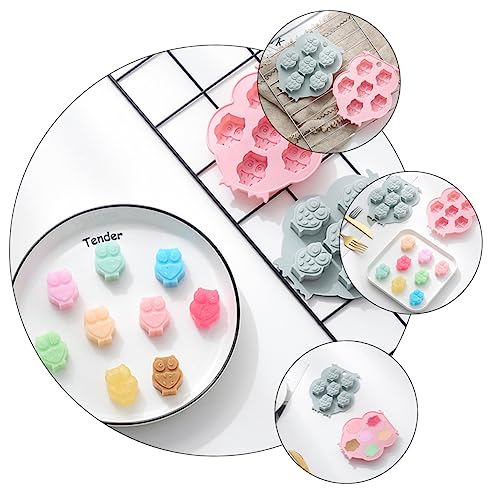 Molde de silicona para cubitos de hielo con diseño de búho 6 cavidades miniatura 6