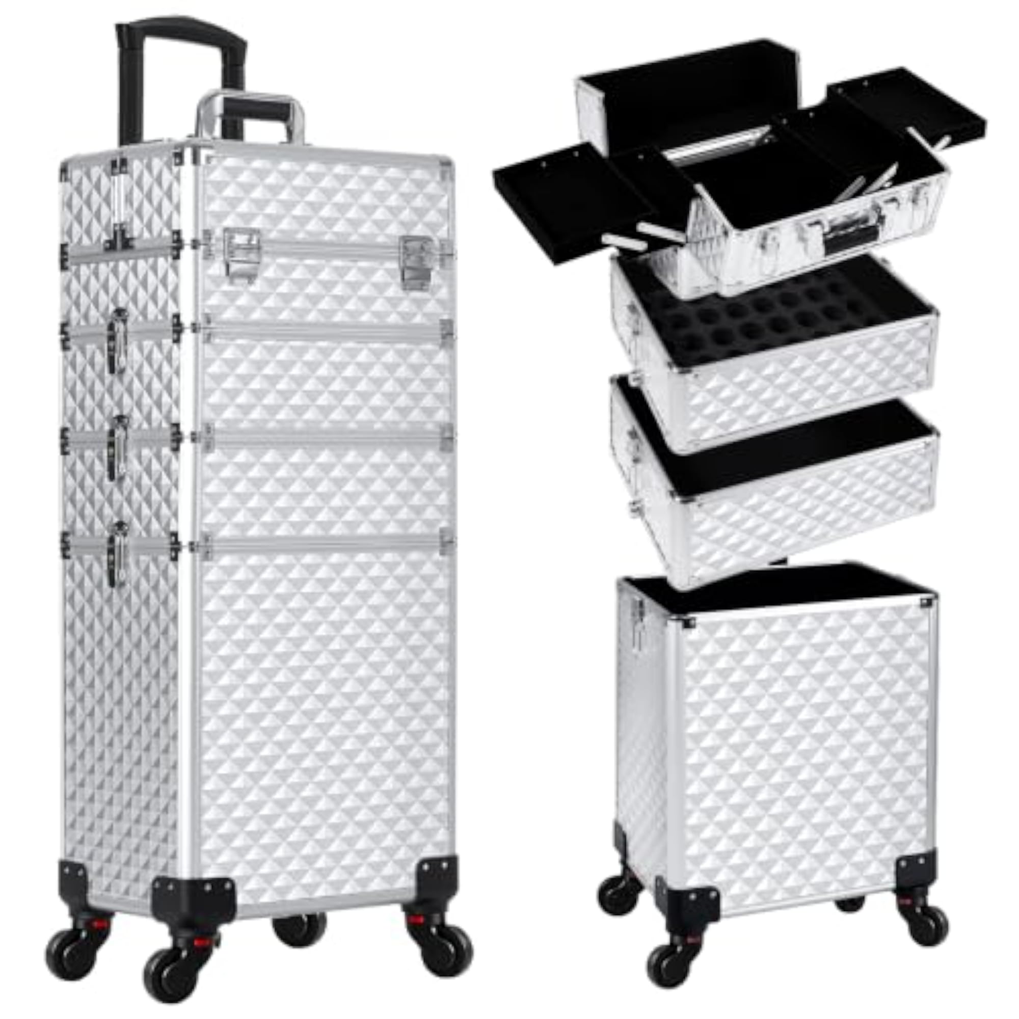 Rolling Makeup Train Case, Large Storage Trolley