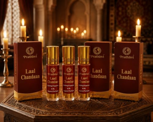 Image of Laal Chandaan Attar Roll-On Perfume Oil 8 ml x 3 | Alcohol Free | Long Lasting Rich Fragrance | Men & Women | Pocket Size Travel Friendly Roll On | Daily Wear Fragrance - Pack of 3