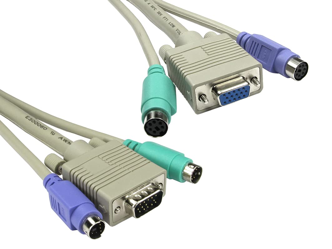 RS PRO KVM-Kabel, VGA/Stecker, PS2 x 2 / Buchse, Grau, 2 m