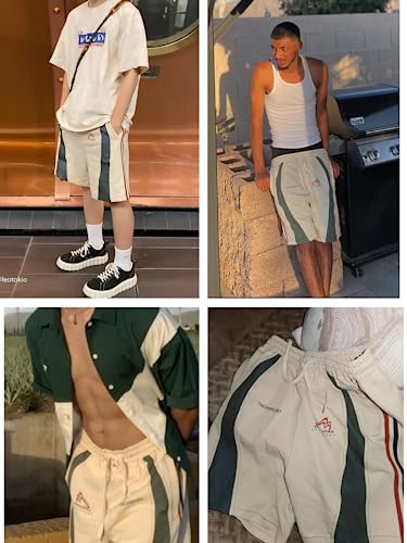 Aelfric Eden Men's 90S Patchwork Sweat Shorts Multi-Pockets Elastic Waist Cargo Short Streetwear Casual Shorts #TOP3
