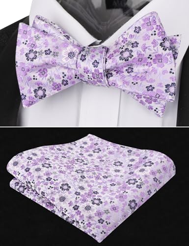 Image of Alizeal Mens 2pcs Floral Self-tied Bow Tie Pocket Square Set