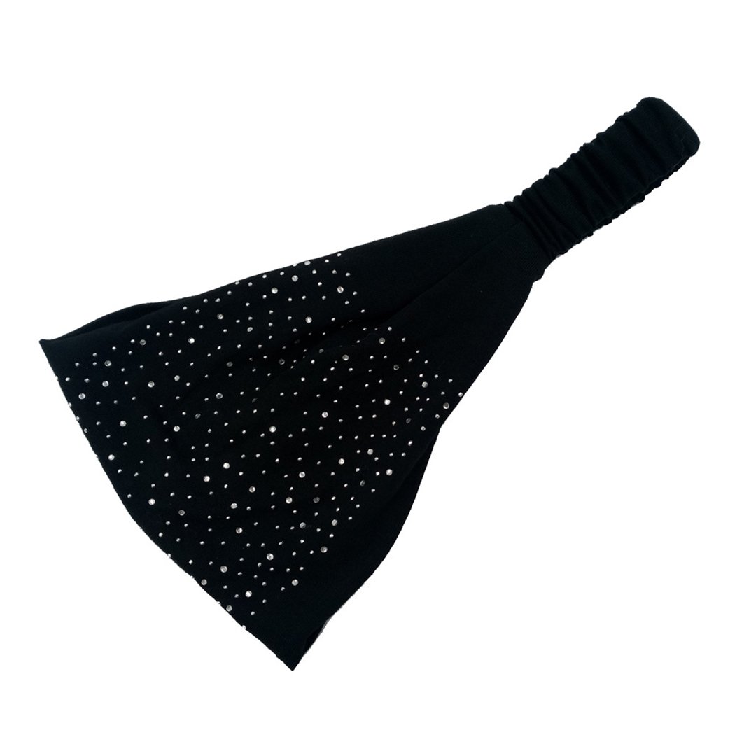 El Regalo Rhinestone Elastic Bandana Wide Sports Headband/Hair Band for Women & Girls (Black) (B07LGXSCC5) Amazon Price History, Amazon Price Tracker