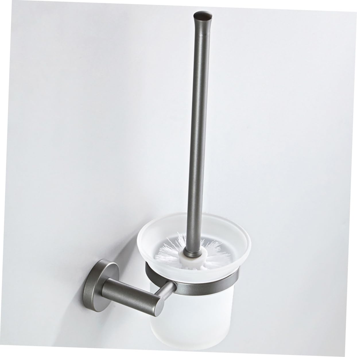 KOMBIUDA Cepillo de Inodoro y Mango de Cobre con Base de Vidrio de Pared Diseño Simple y Moderno para Limpieza Eficaz Baño del Hogar