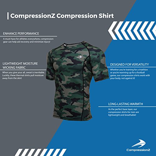 Compressionz Men's Short Sleeve Compression Shirt - Athletic Base Layer Camouflage #TOP2